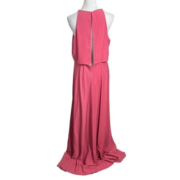 Anthropologie Jill Jill Stuart Iva Maxi Dress Pink Crepe Gown Women’s Size 14 - Picture 6 of 14